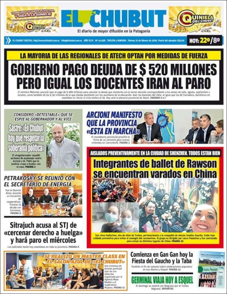 Portada de El Chubut (Argentina)