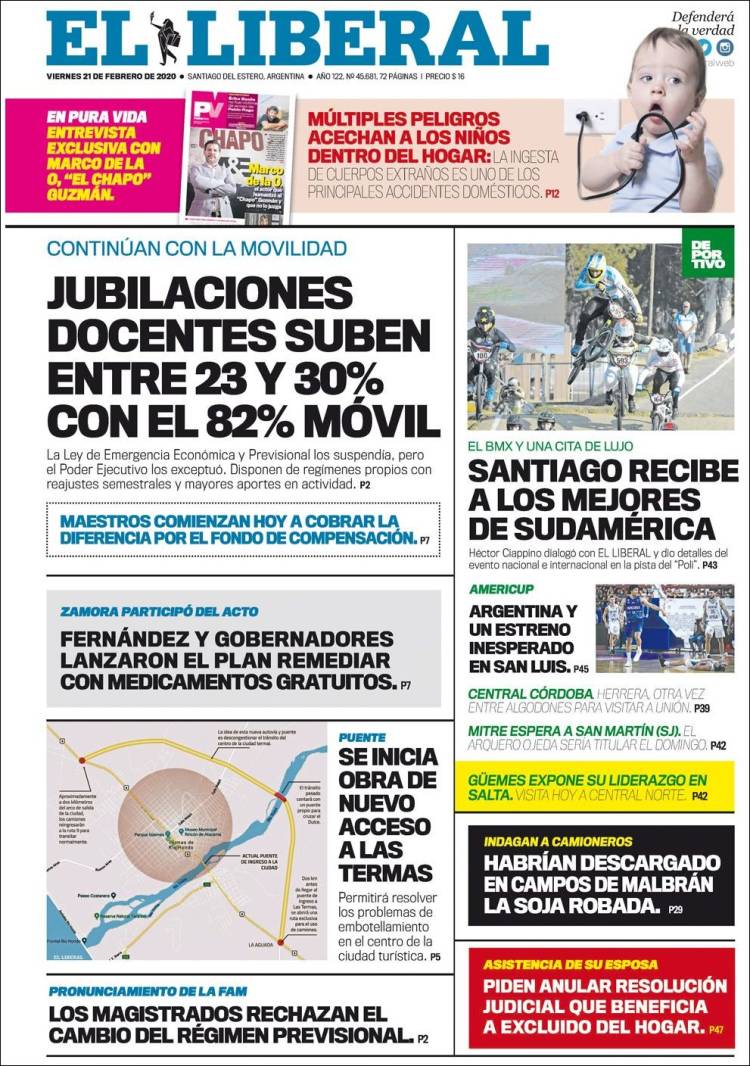 Portada de Diario El Liberal (Argentina)