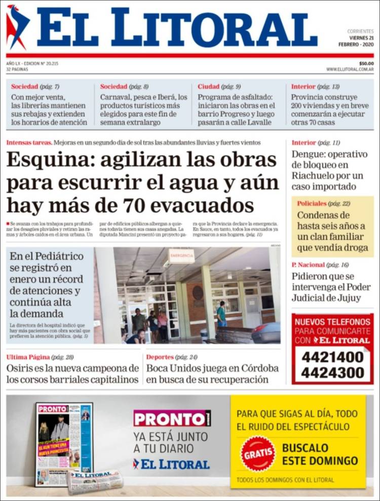 Portada de El Litoral Corrientes (Argentina)