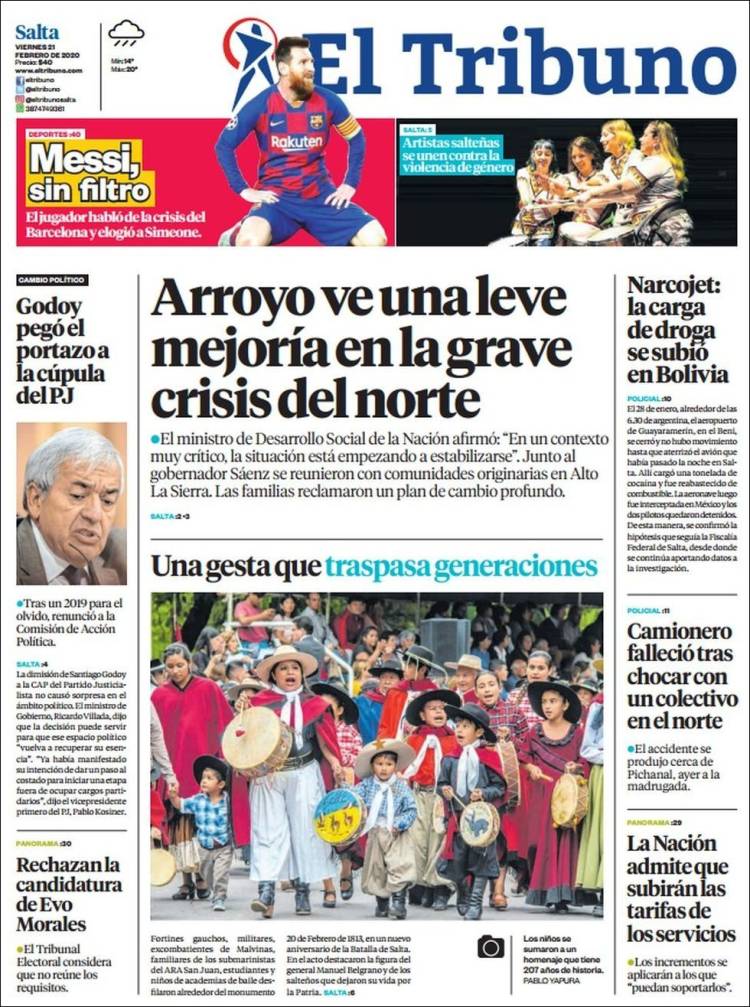 Portada de El Tribuno - Salta (Argentina)