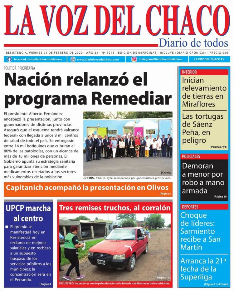 Portada de La Voz del Chaco (Argentina)