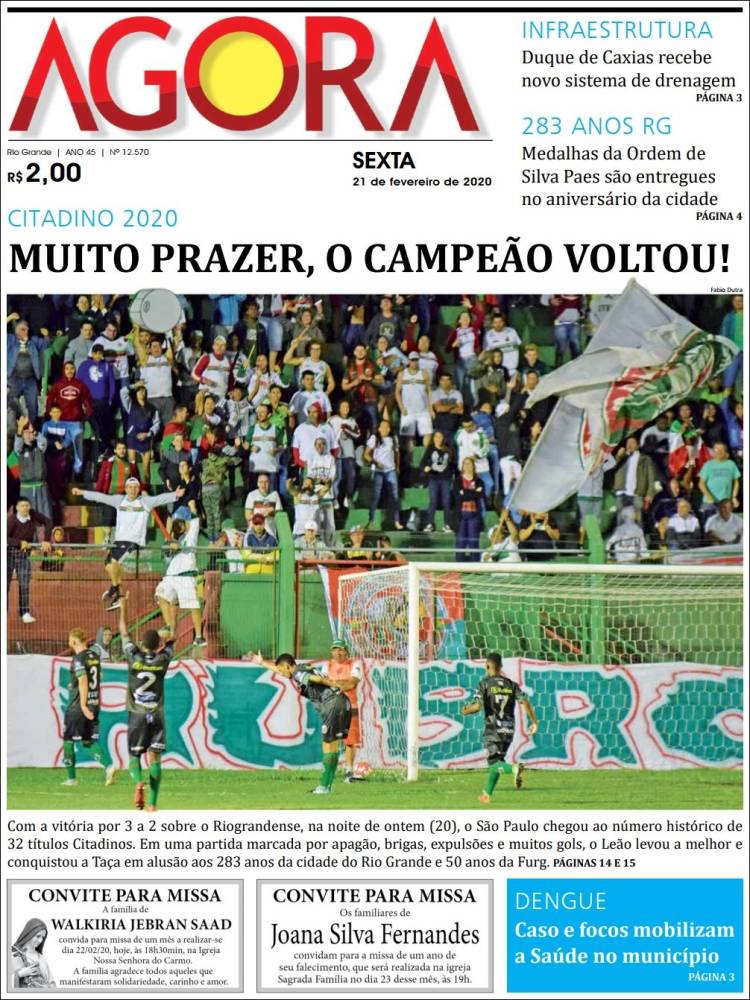 Portada de Jornal Agora (Brasil)