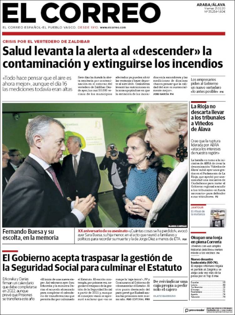 Portada de El Correo - Álava (Espa&ntilde;a)