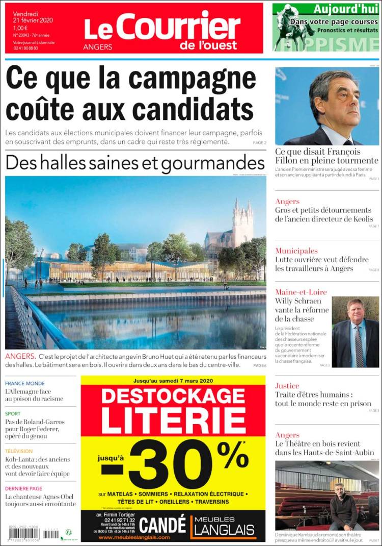 Portada de Le Courrier de l'Ouest (Francia)