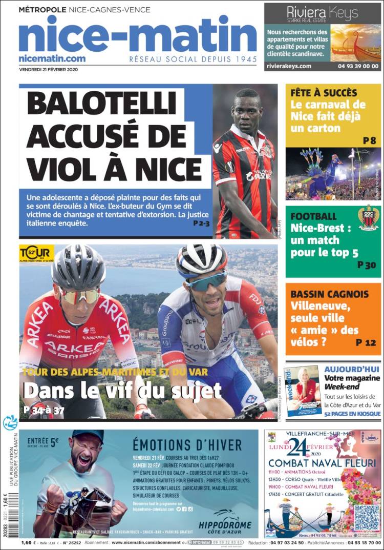 Portada de Nice-Matin (Francia)