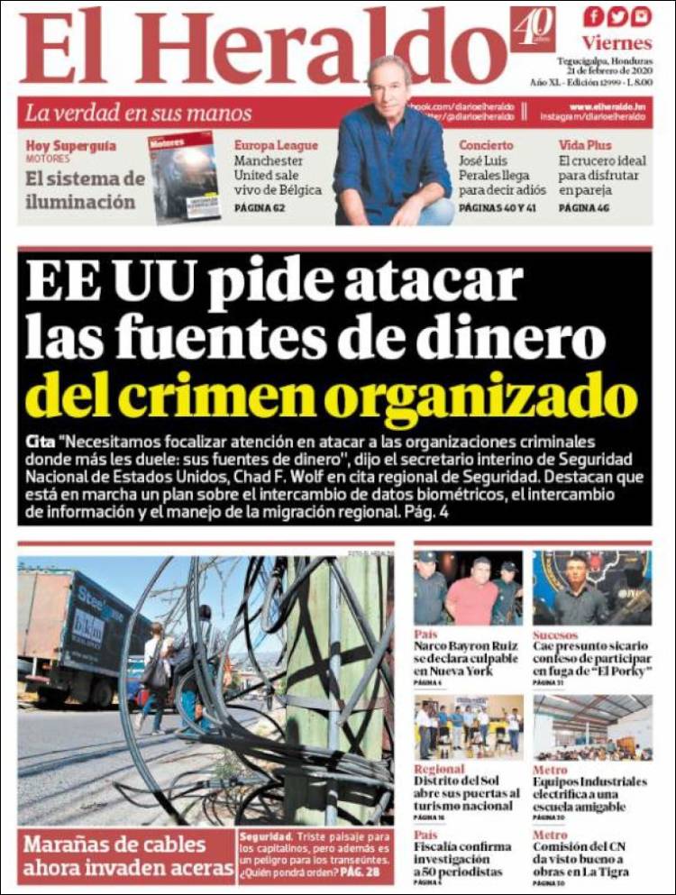 Portada de El Heraldo (Honduras)