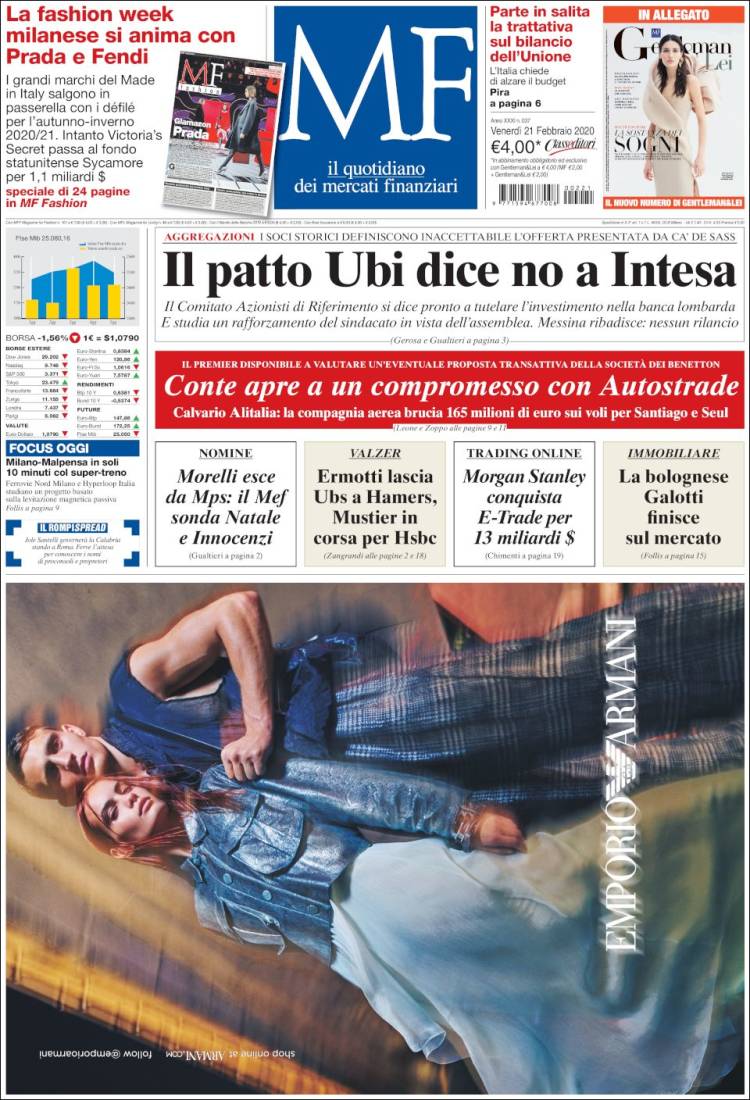 Portada de Milano Finanza (Italia)