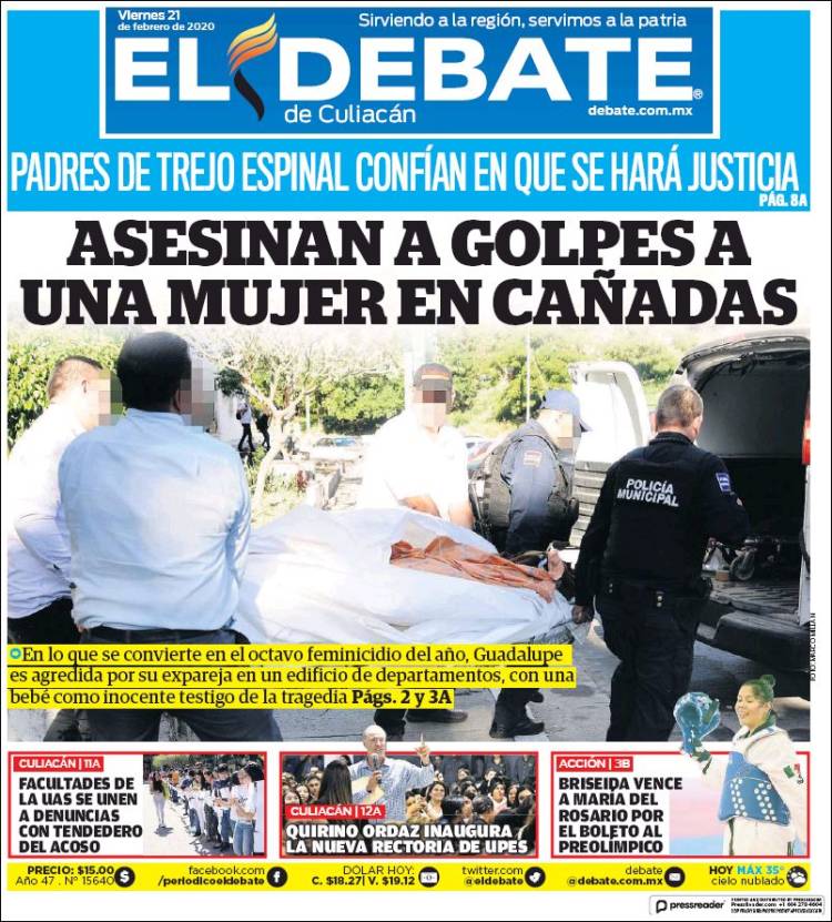 Portada de El Debate de Culiacán (México)