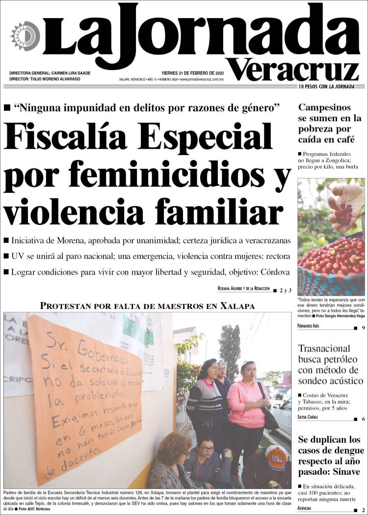 Portada de La Jornada Veracruz (México)