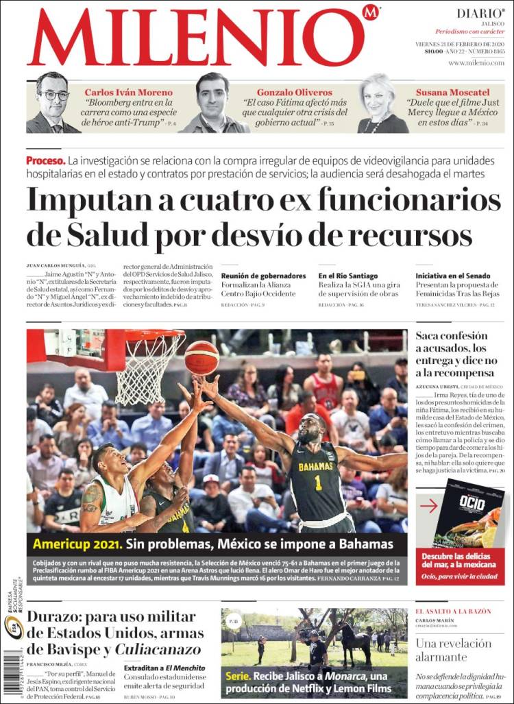Portada de Milenio - Jalisco (México)