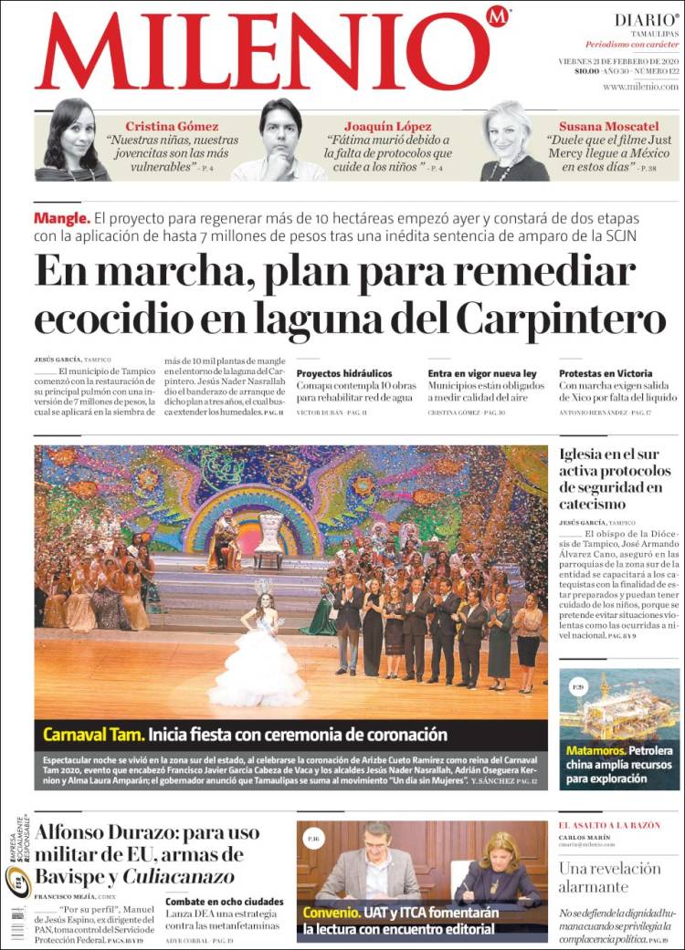 Portada de Milenio - Tamaulipas (México)