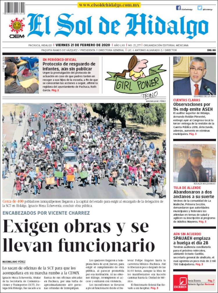Portada de El Sol de Hidalgo (México)
