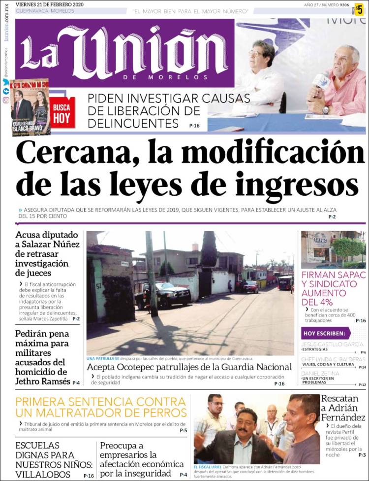 Portada de La Unión de Morelos (México)