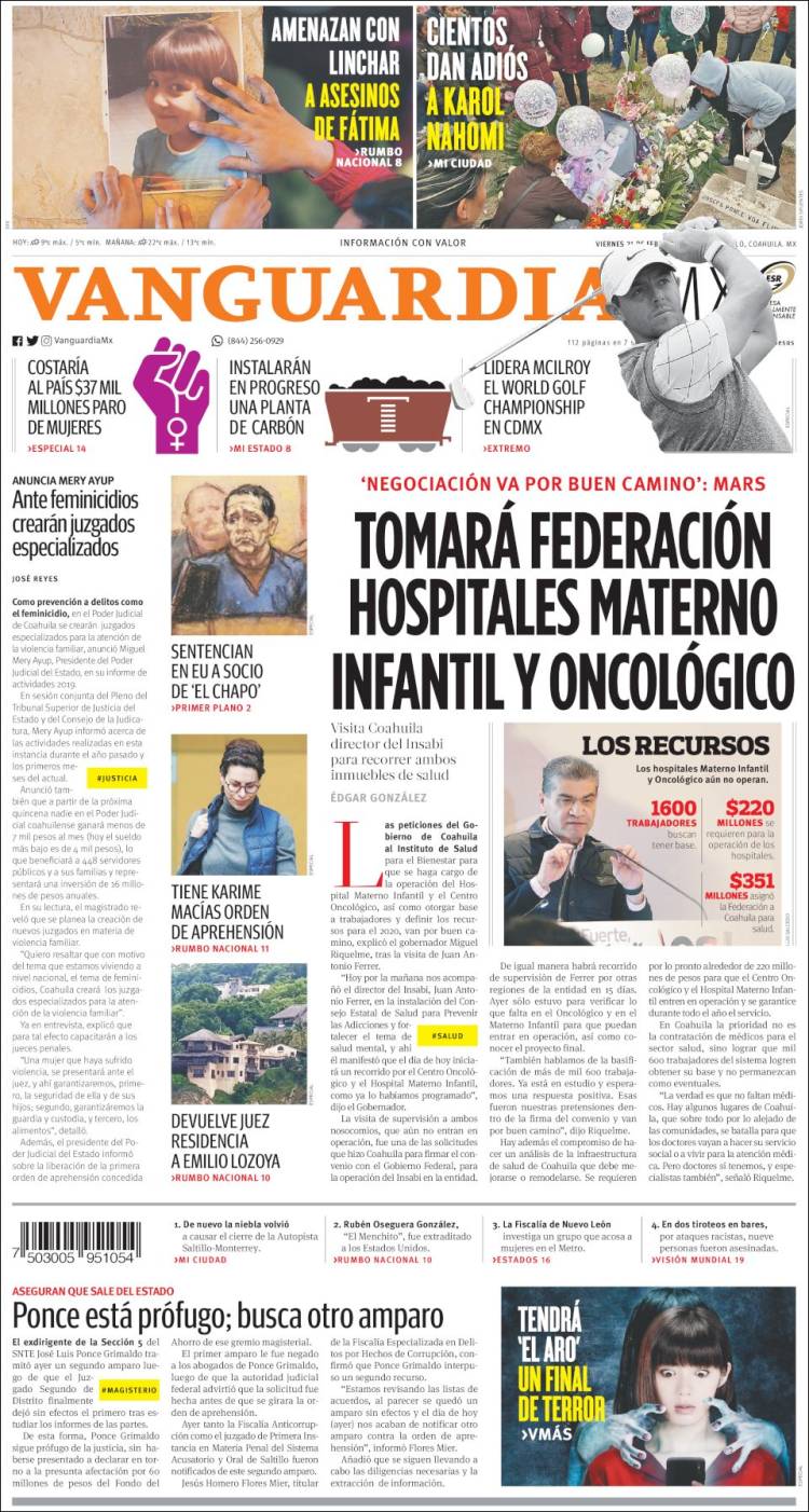 Portada de Vanguardia (México)