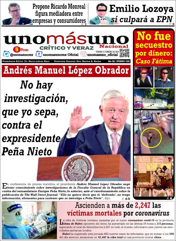 Portada de unomásuno (México)