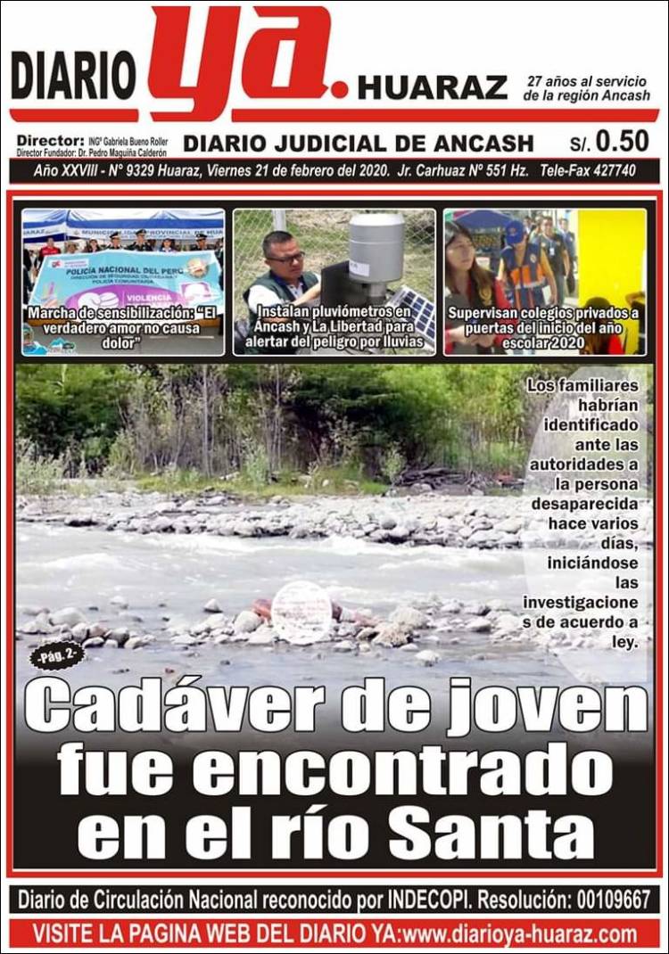 Portada de Diario Ya (Per&uacute;)