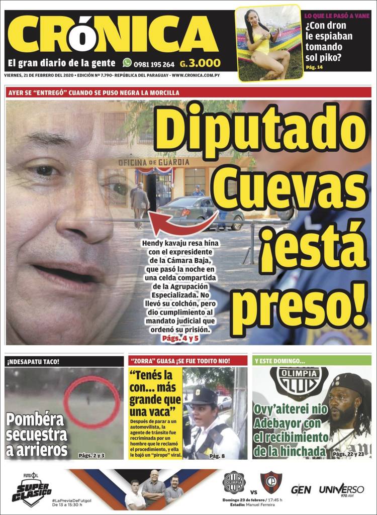 Portada de Diario Crónica (Paraguay)