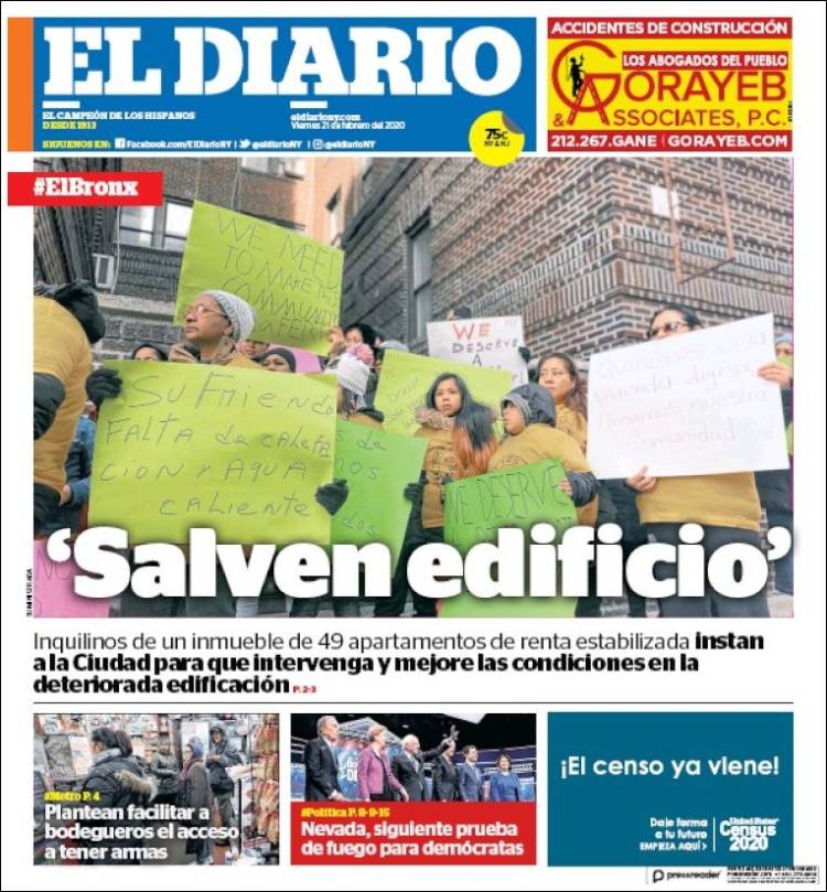 Portada de El Diario NY (USA)