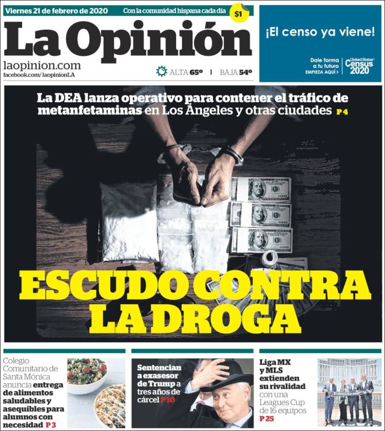 Portada de La Opinión (USA)