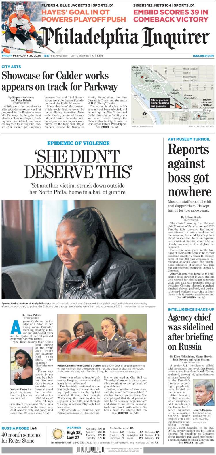 Portada de Philadelphia Inquirer (USA)