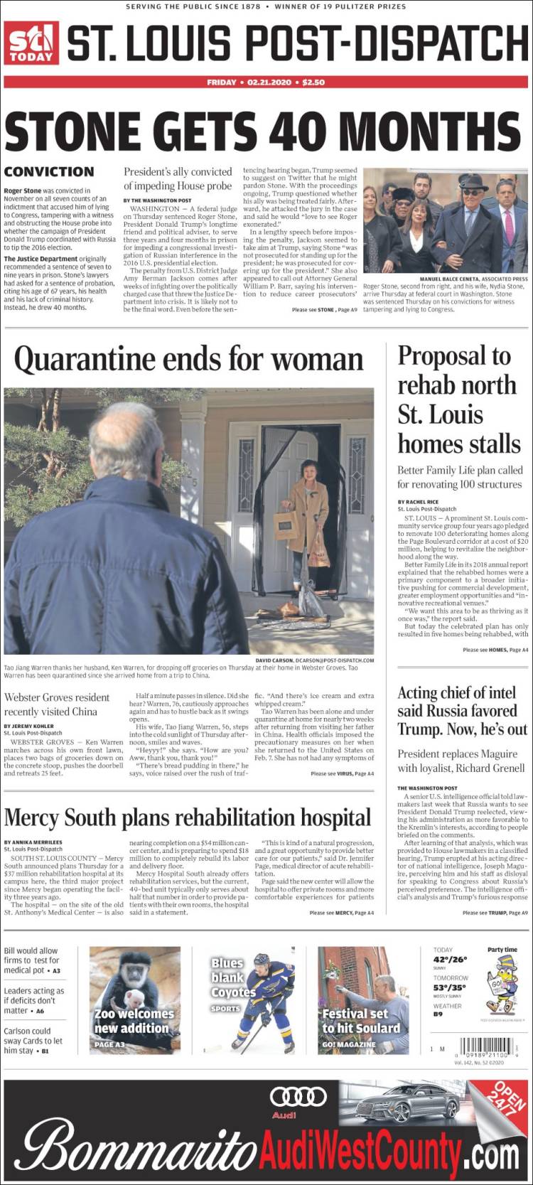 Portada de St. Louis Post-Dispatch (USA)