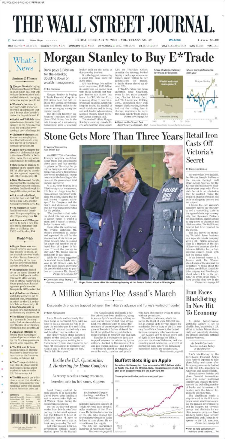 Portada de Wall Street Journal (USA)