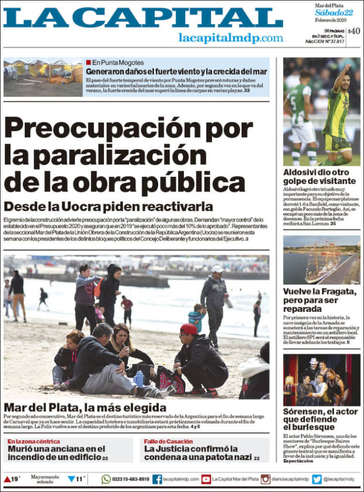 Portada de Diario La Capital - Mar del Plata (Argentina)