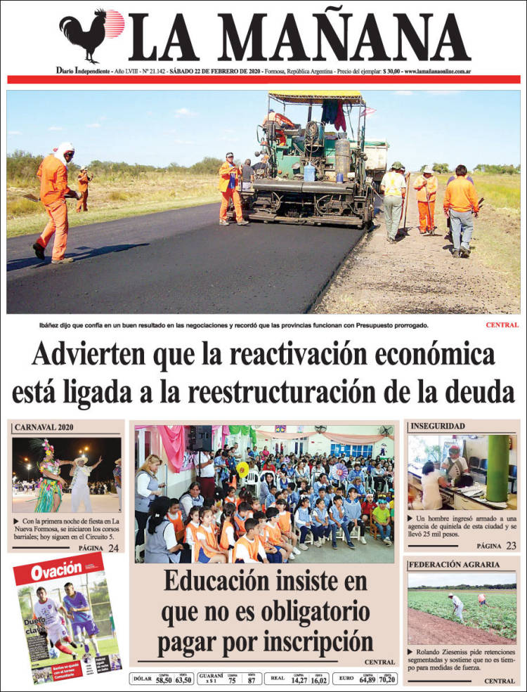 Portada de Diario La Mañana (Argentina)