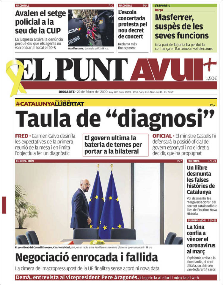 Portada de El Punt Avui (España)