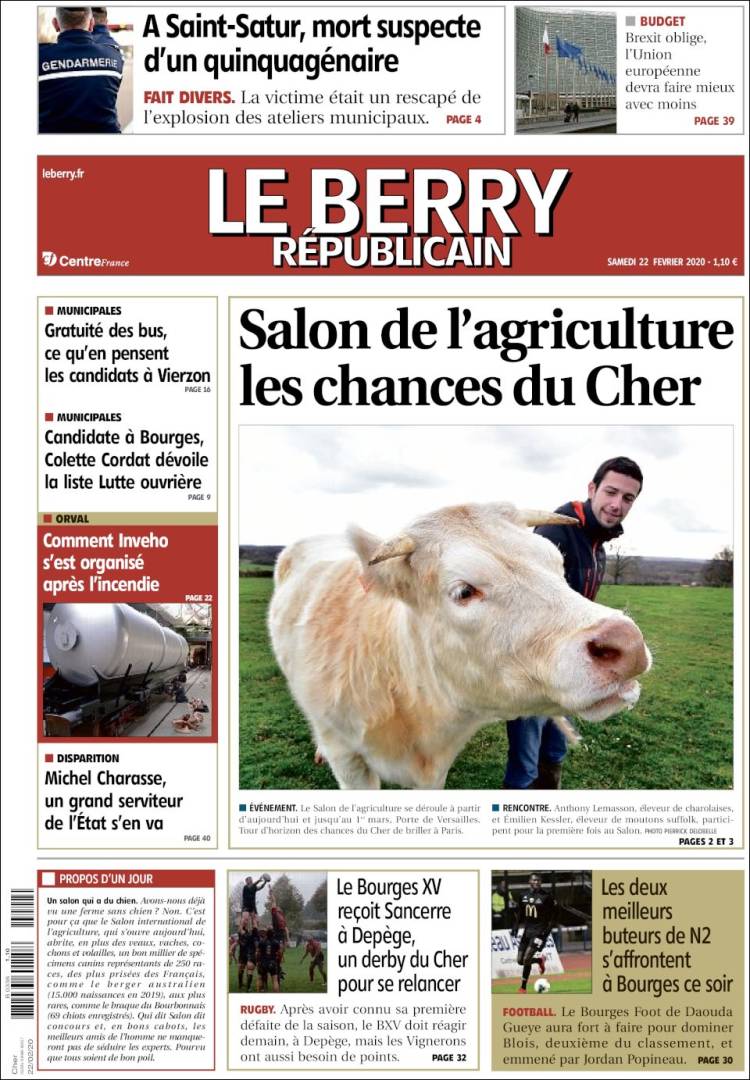 Portada de Berry Republicain (Francia)