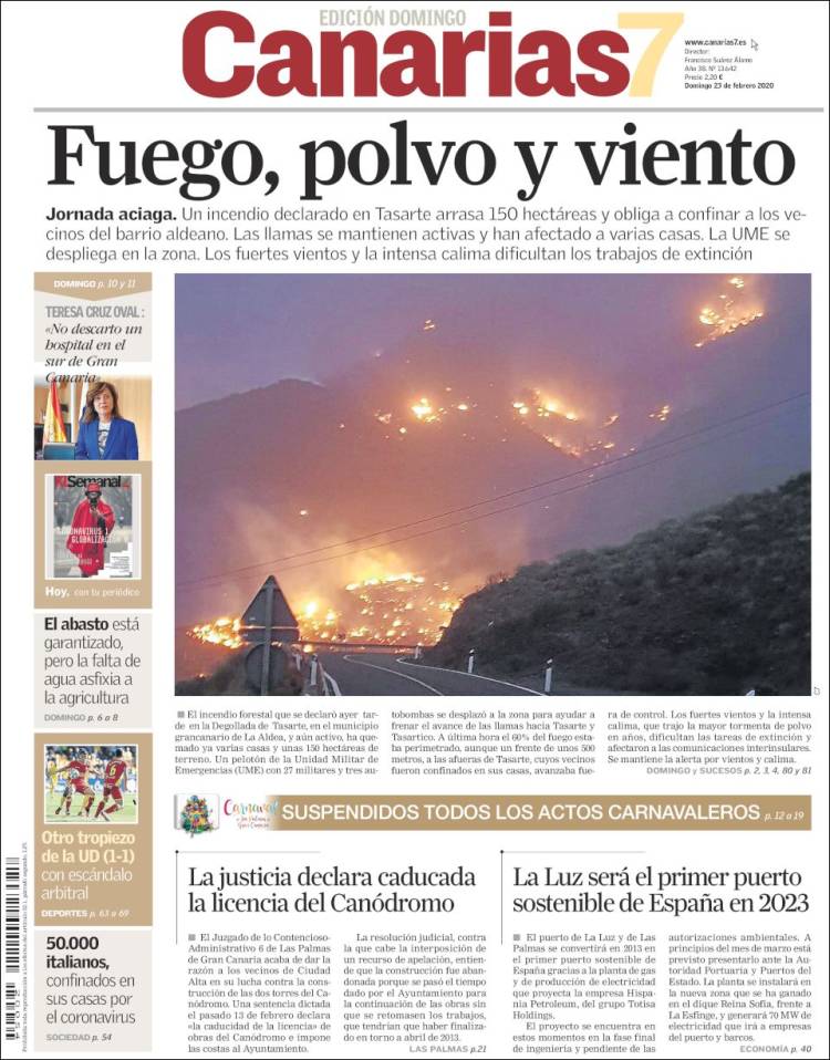 Portada de Canarias 7 (España)