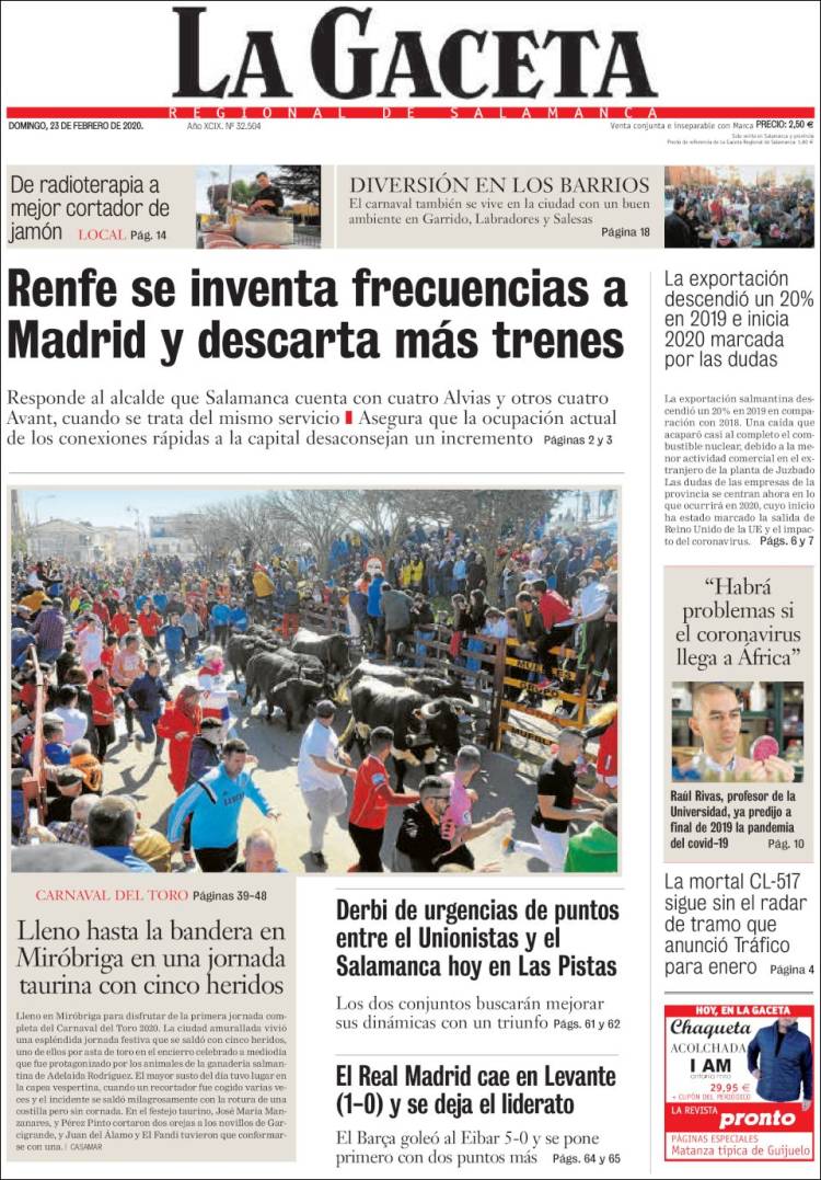 Portada de La Gaceta de Salamanca (Espa&ntilde;a)