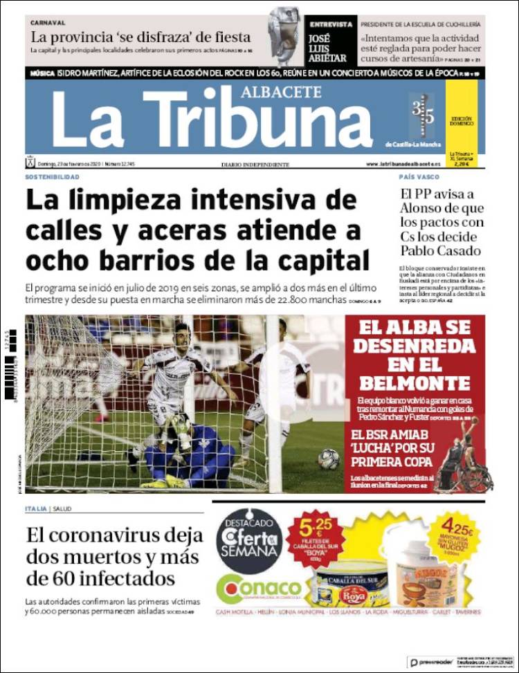 Portada de La Tribuna de Albacete (Espa&ntilde;a)