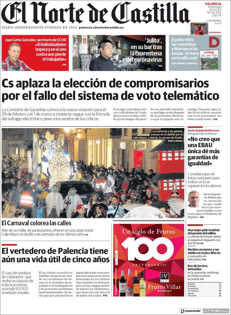 Portada de Norte de Castilla - Palencia (Espa&ntilde;a)