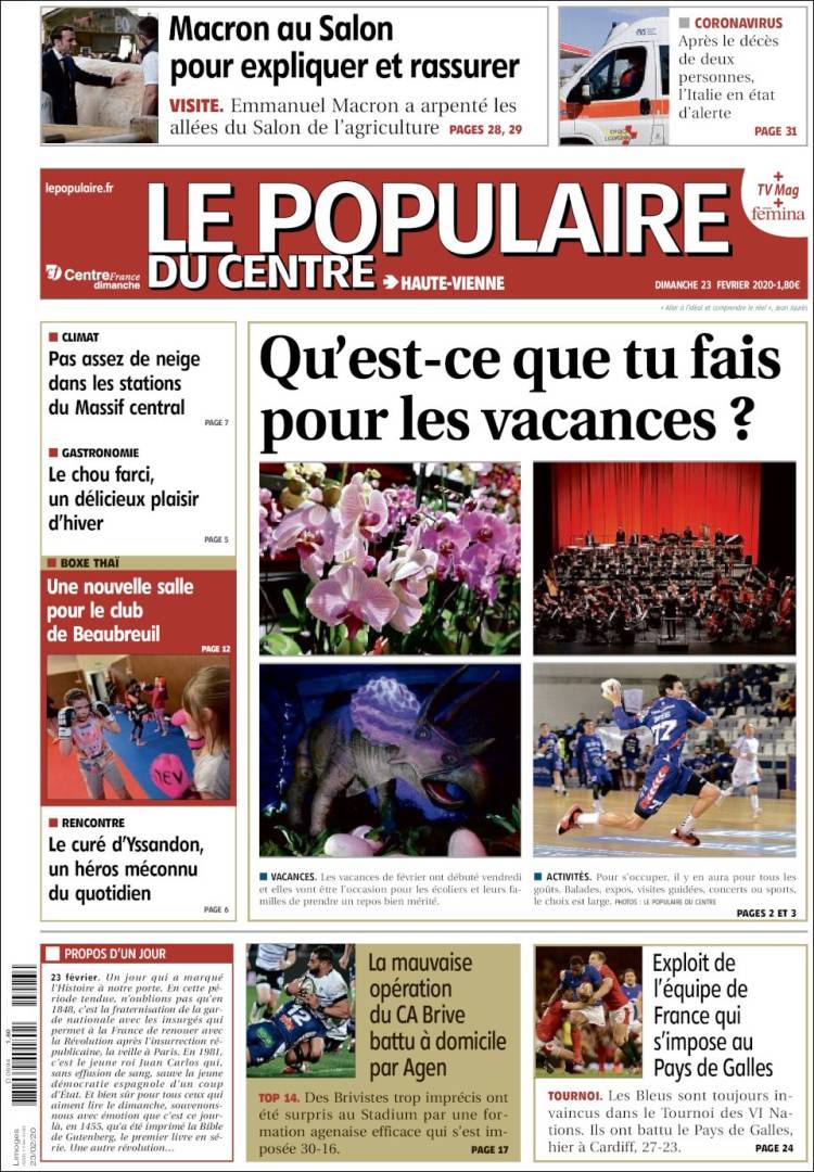 Portada de Le Populaire du Centre (Francia)