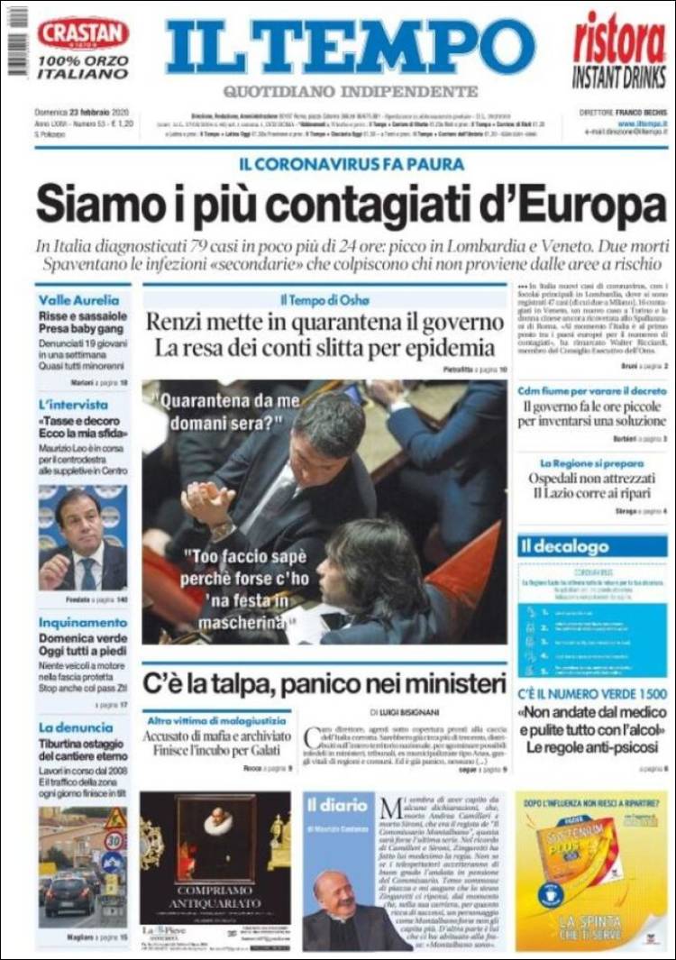 Portada de Il Tempo (Italia)