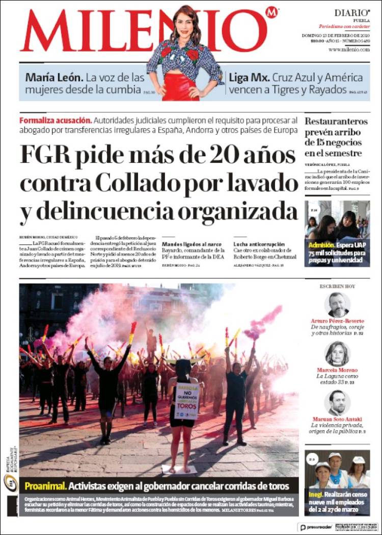 Portada de Milenio de Puebla (México)