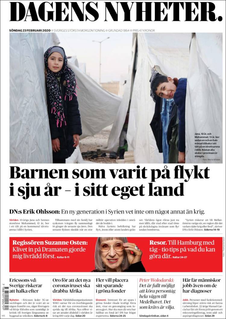 Portada de Dagens Nyheter (Suecia)