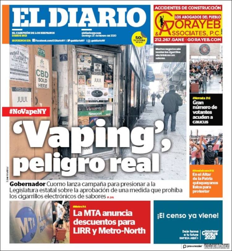 Portada de El Diario NY (USA)