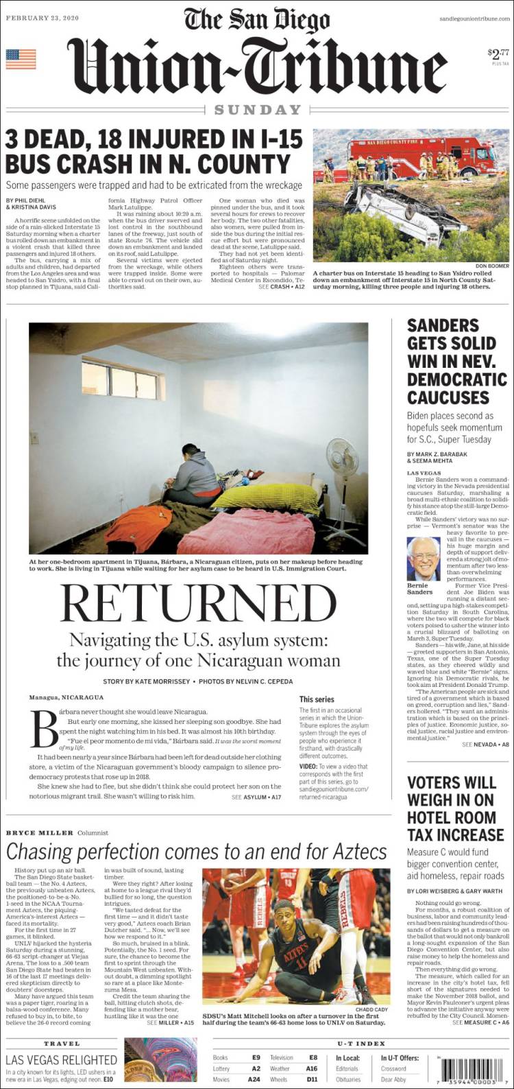 Portada de The San Diego Union-Tribune (USA)