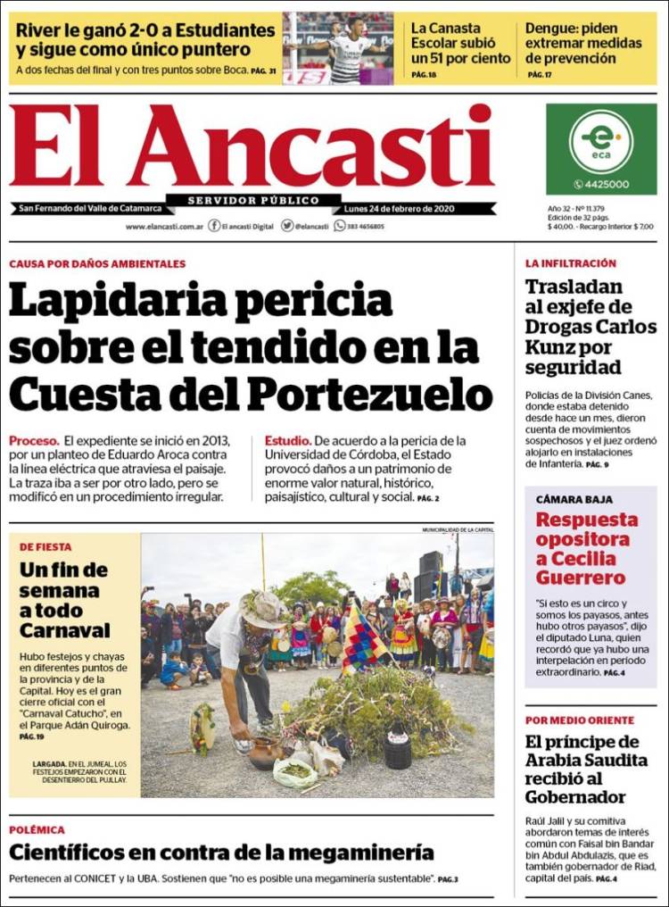 Portada de El Ancasti (Argentina)