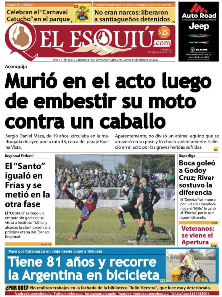 Portada de El Esquiu (Argentina)