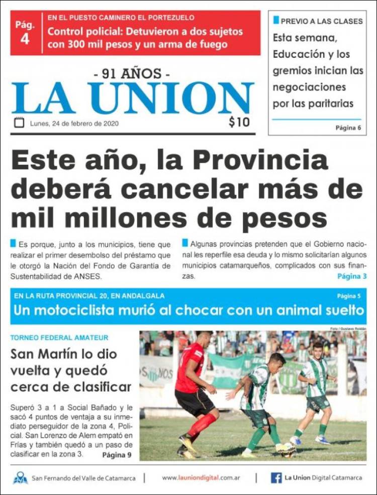 Portada de La Unión (Argentina)