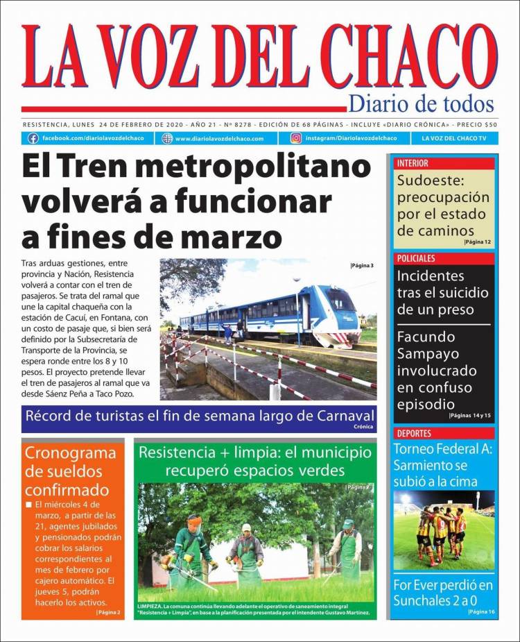 Portada de La Voz del Chaco (Argentina)