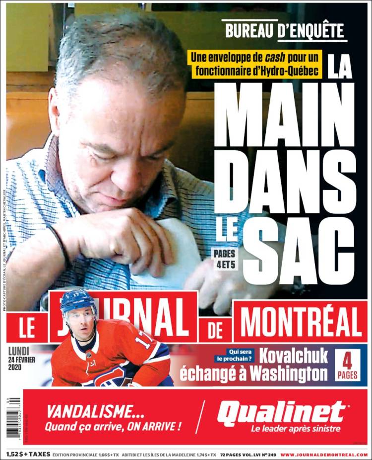 Portada de Le Journal de Montréal (Canada)