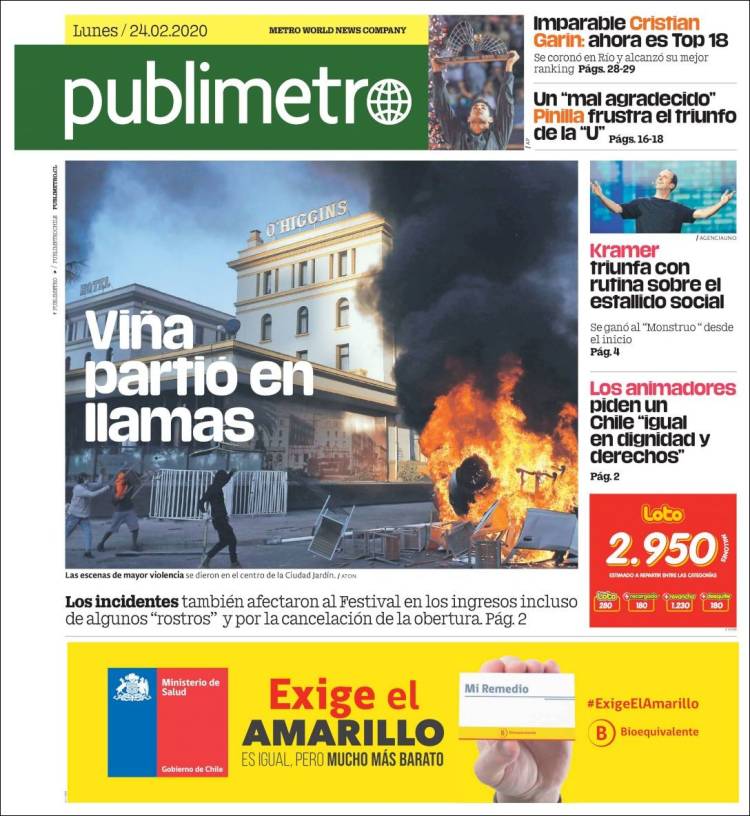 Portada de Publimetro (Chile)