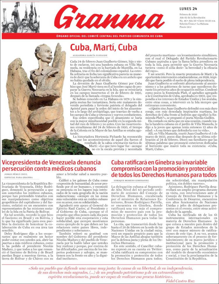 Portada de Granma (Cuba)