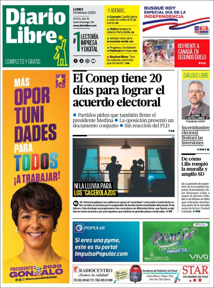 Portada de Diario Libre (R. Dominicana)