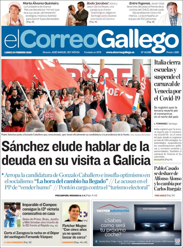 Portada de El Correo Gallego (España)