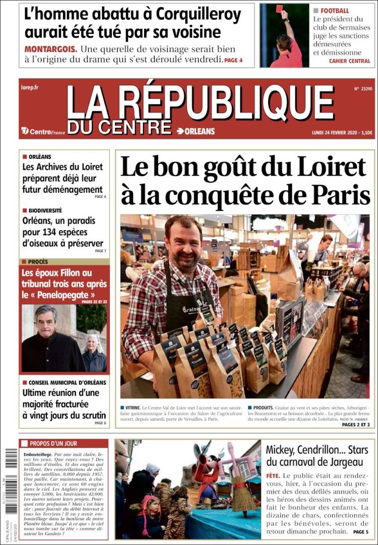 Portada de La République du Centre (Francia)